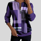 Women's Cotton Polyester Long Sleeve Relaxed Fit Textured Red Sweater Purple