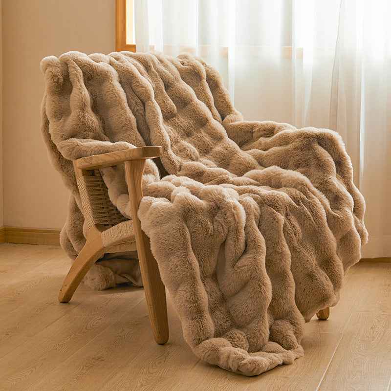 Cozy Faux Fur Plush Throw Blanket