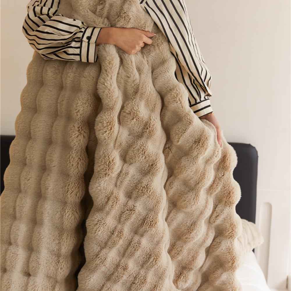 Cozy Faux Fur Plush Throw Blanket