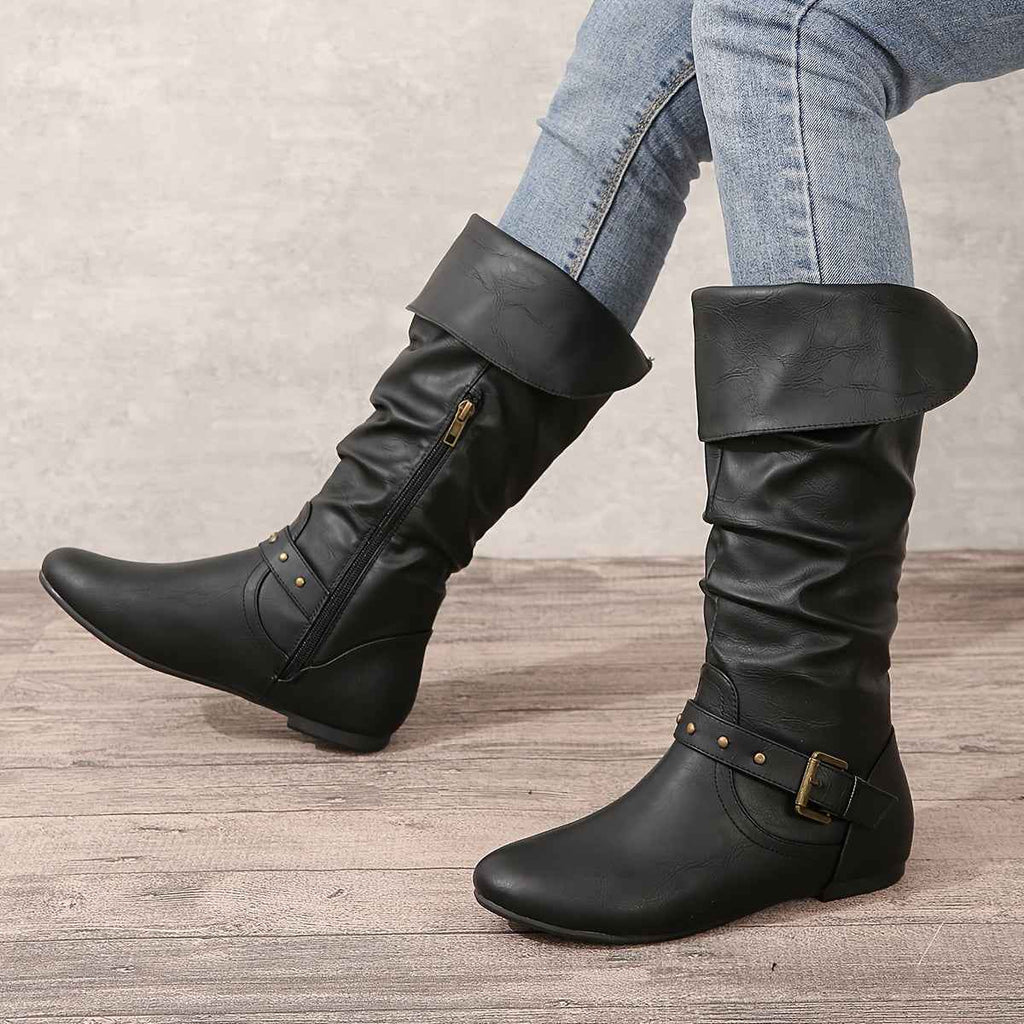 Danica | Women's Knee-High Boots with Side Zipper