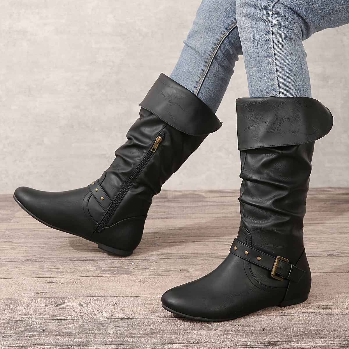 Danica | Women's Knee-High Boots with Side Zipper
