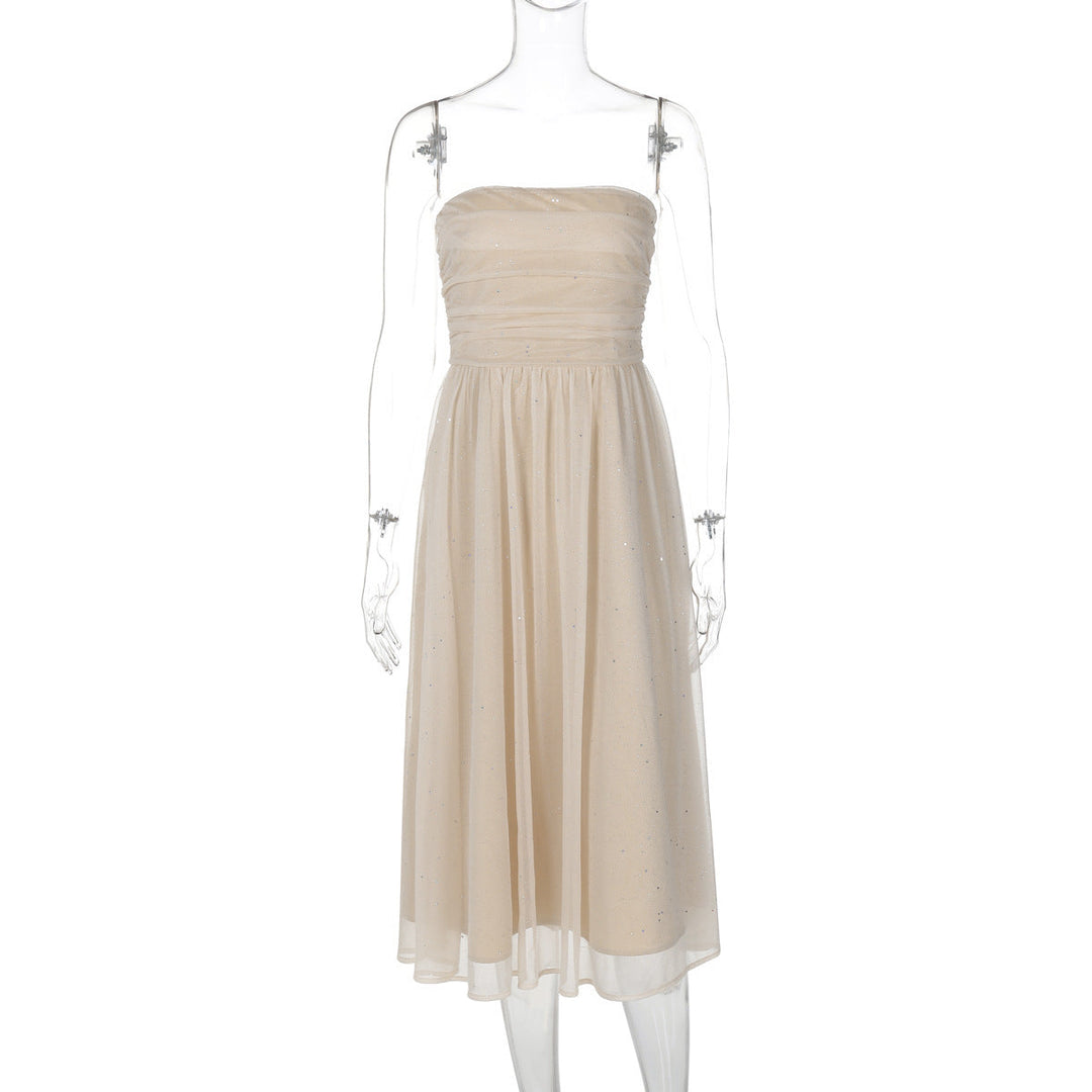 Jessa | Elegant Women's Midi Dress with Subtle Sequins Soft Pink