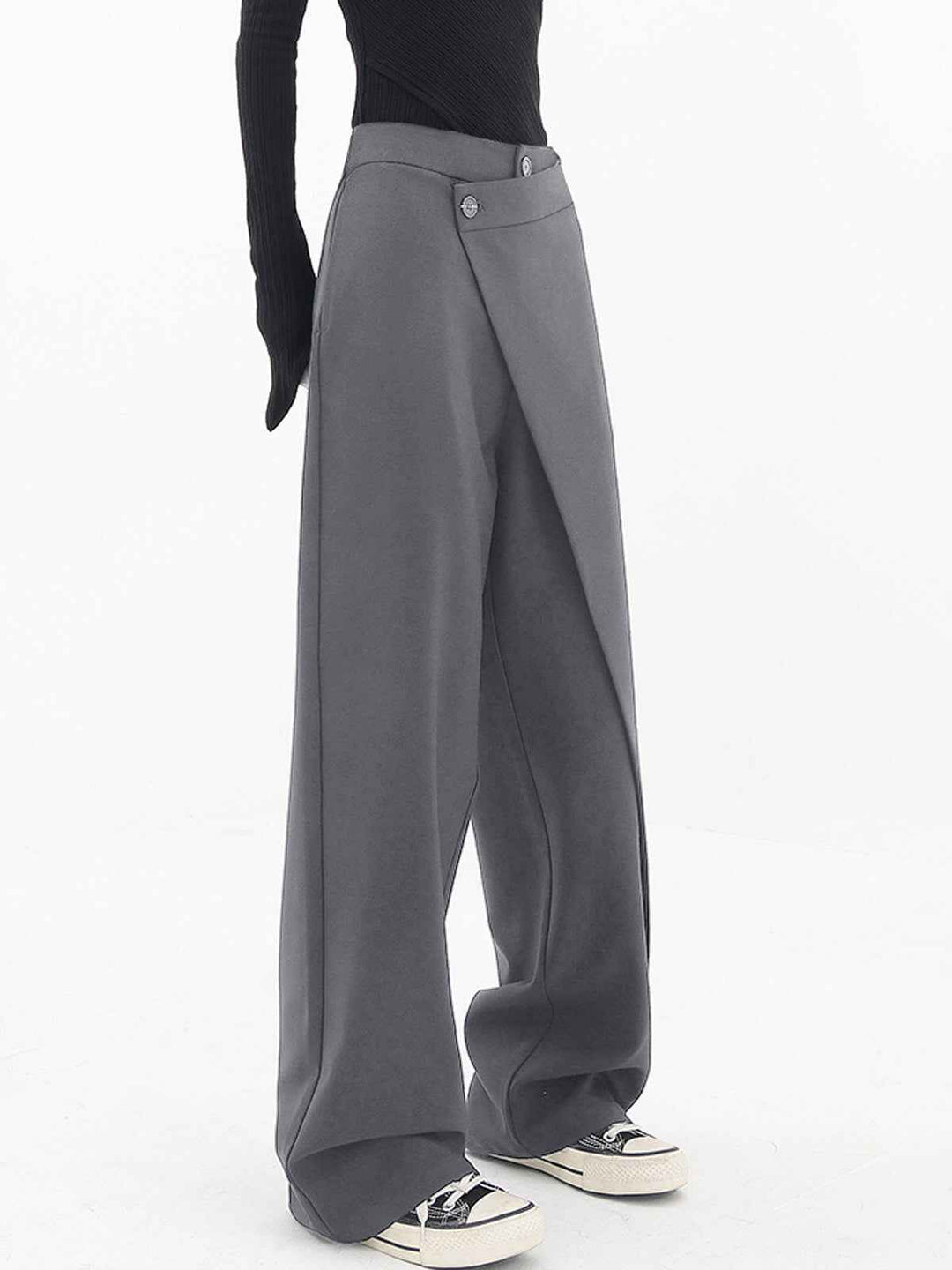 Women's High Waist Asymmetrical Wide Leg Pants - Elegant Fit
