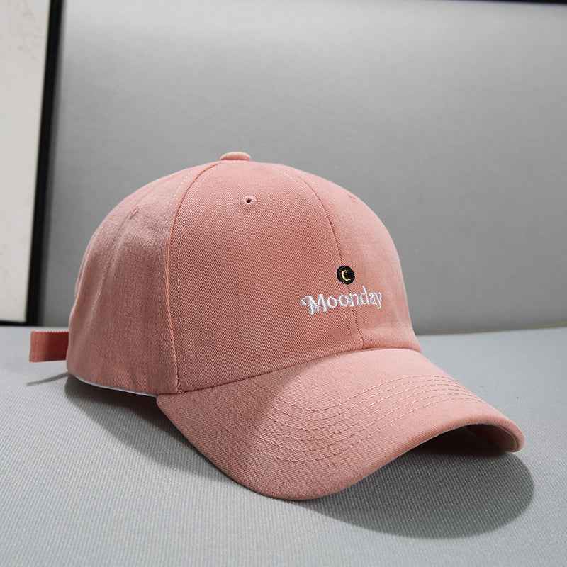 Face Displayed Small Letters Sun Visor Baseball Cap Small moon pink adjustable