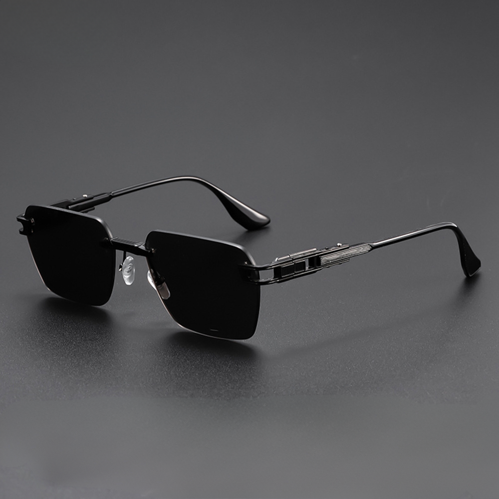Stylish Rimless Sunglasses for Ultimate Sun Protection Black