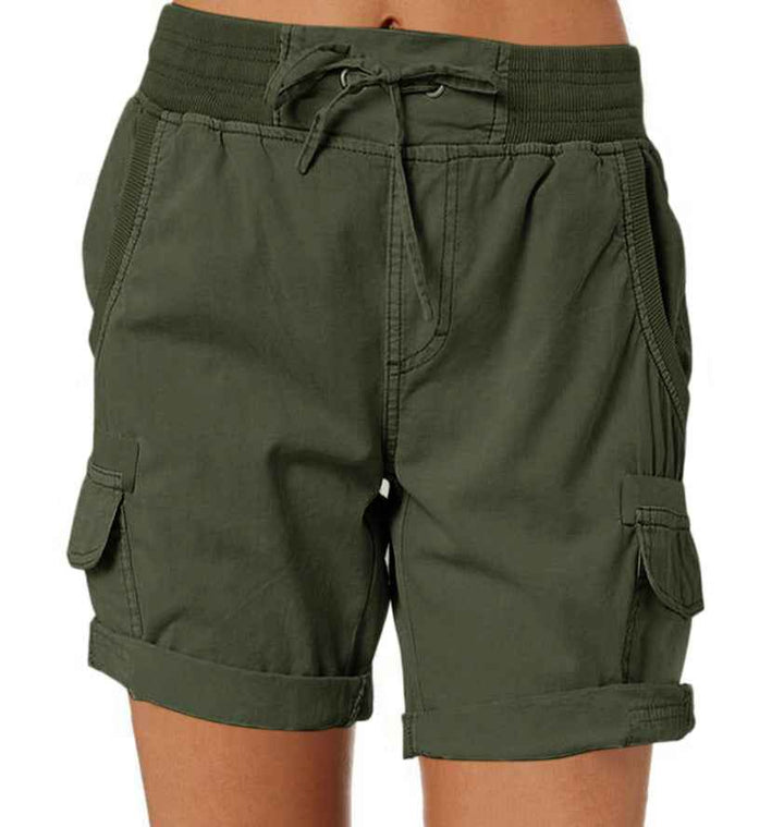 Women's Casual High-Waisted Utility Shorts Dark Green