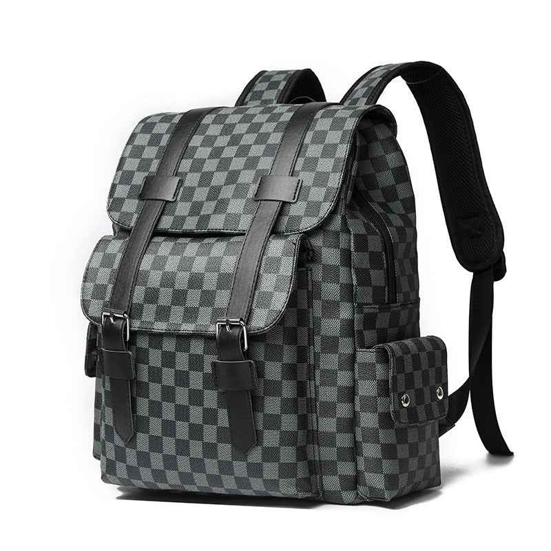 Checked Pattern Backpack Black