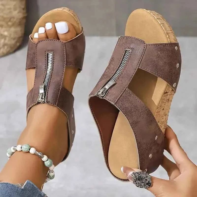 Remy | Women's Orthopedic Arch Support Wedge Sandals Brown