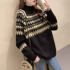 Women's Turtleneck Oversized Fair Isle Turtleneck Winter