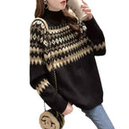 Women's Turtleneck Oversized Fair Isle Turtleneck Winter