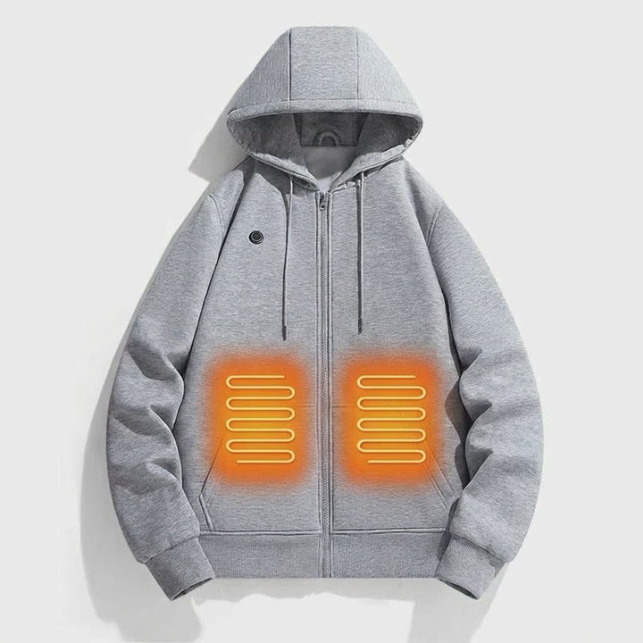 Women's Heated Hoodie with Kangaroo Pocket and Zip Closure