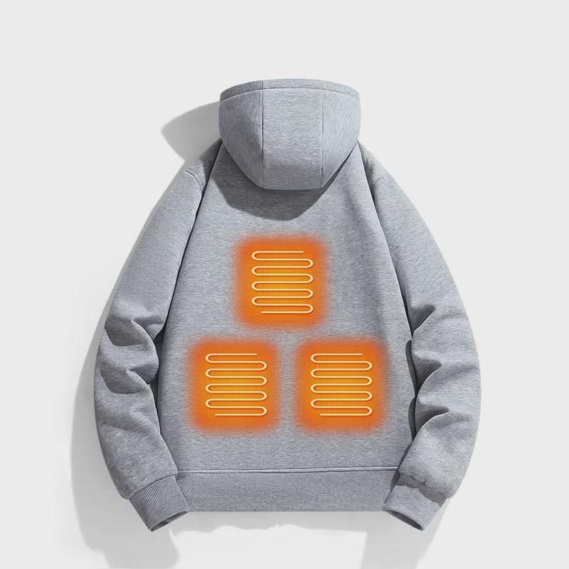 Women's Heated Hoodie with Kangaroo Pocket and Zip Closure