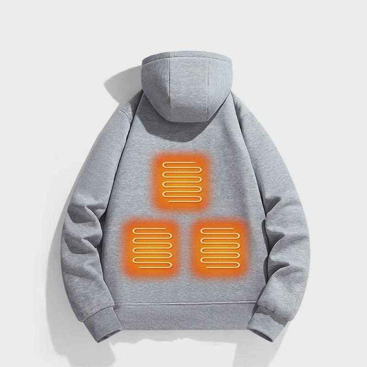 Women's Heated Hoodie with Kangaroo Pocket and Zip Closure