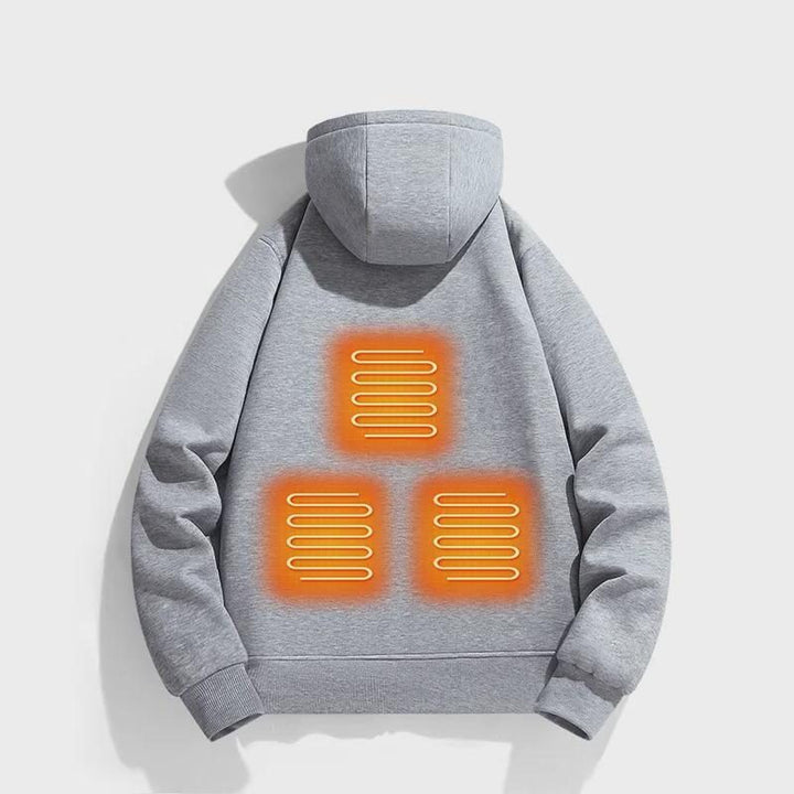 Women's Heated Hoodie with Kangaroo Pocket and Zip Closure