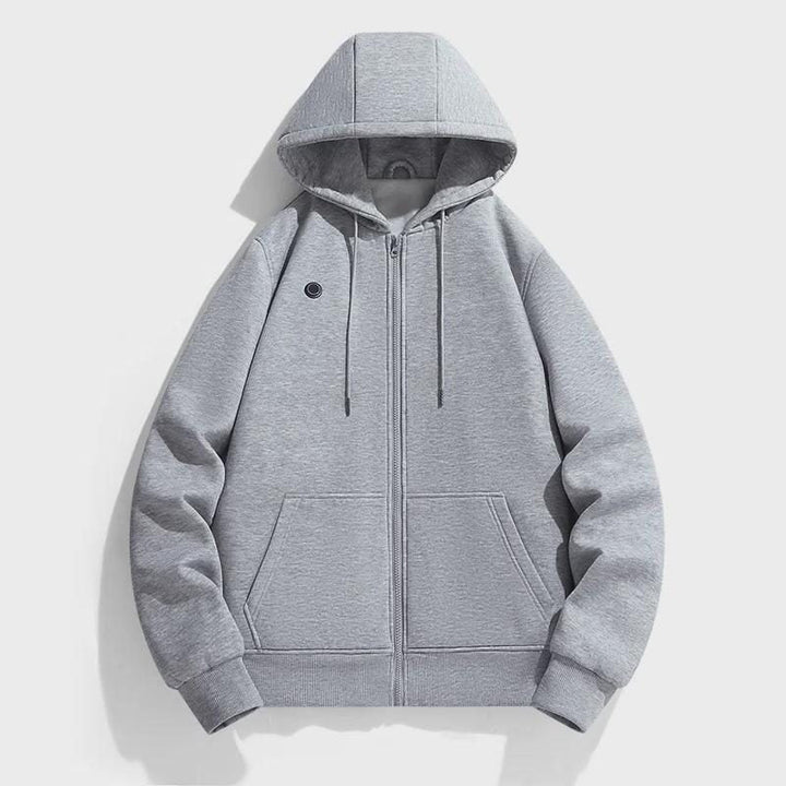Women's Heated Hoodie with Kangaroo Pocket and Zip Closure