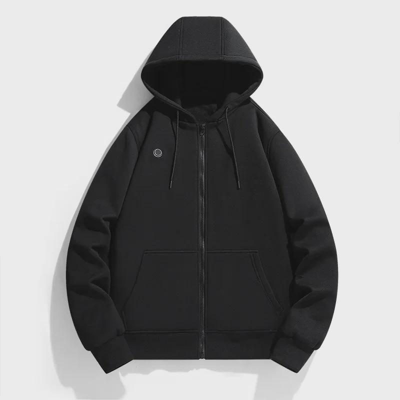 Women's Heated Hoodie with Kangaroo Pocket and Zip Closure