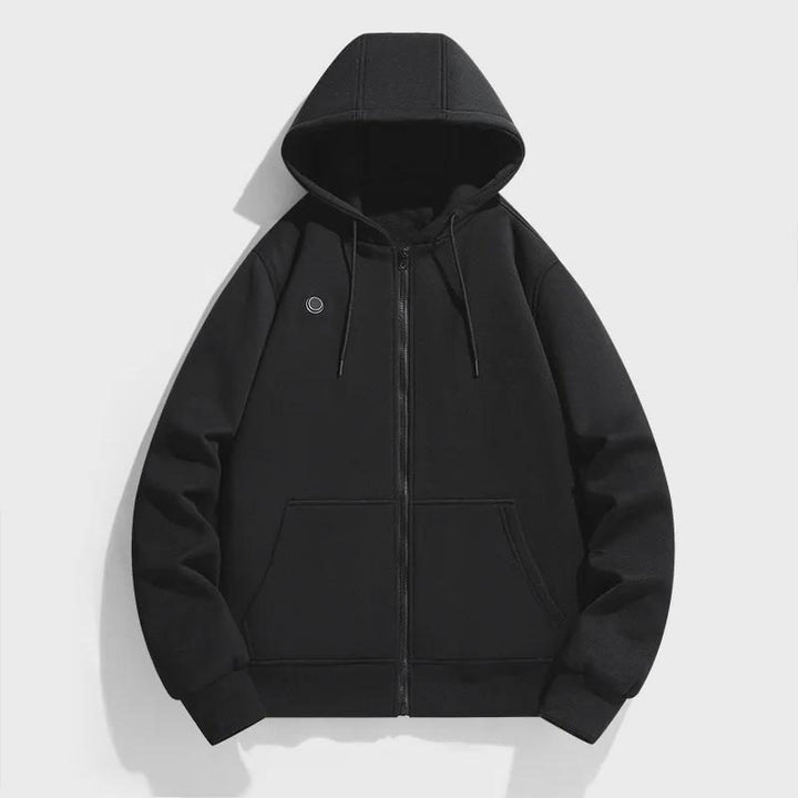 Women's Heated Hoodie with Kangaroo Pocket and Zip Closure