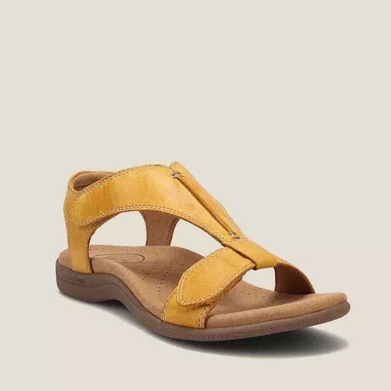 Women's Platform Wedge Sandals with Thick Soles and Velcro Straps Yellow
