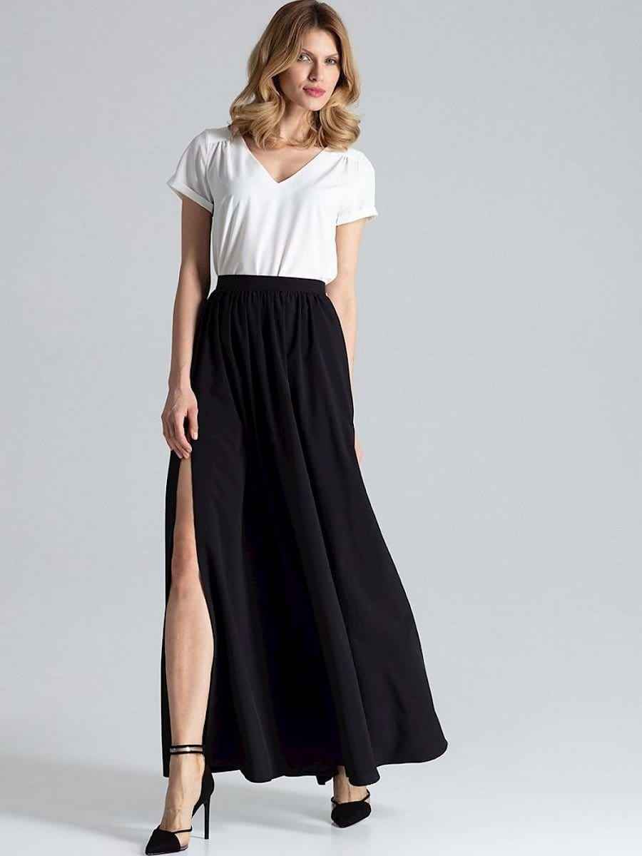 Women's High Waist Maxi Skirt – Elegant Airy Fit with Side Slit L