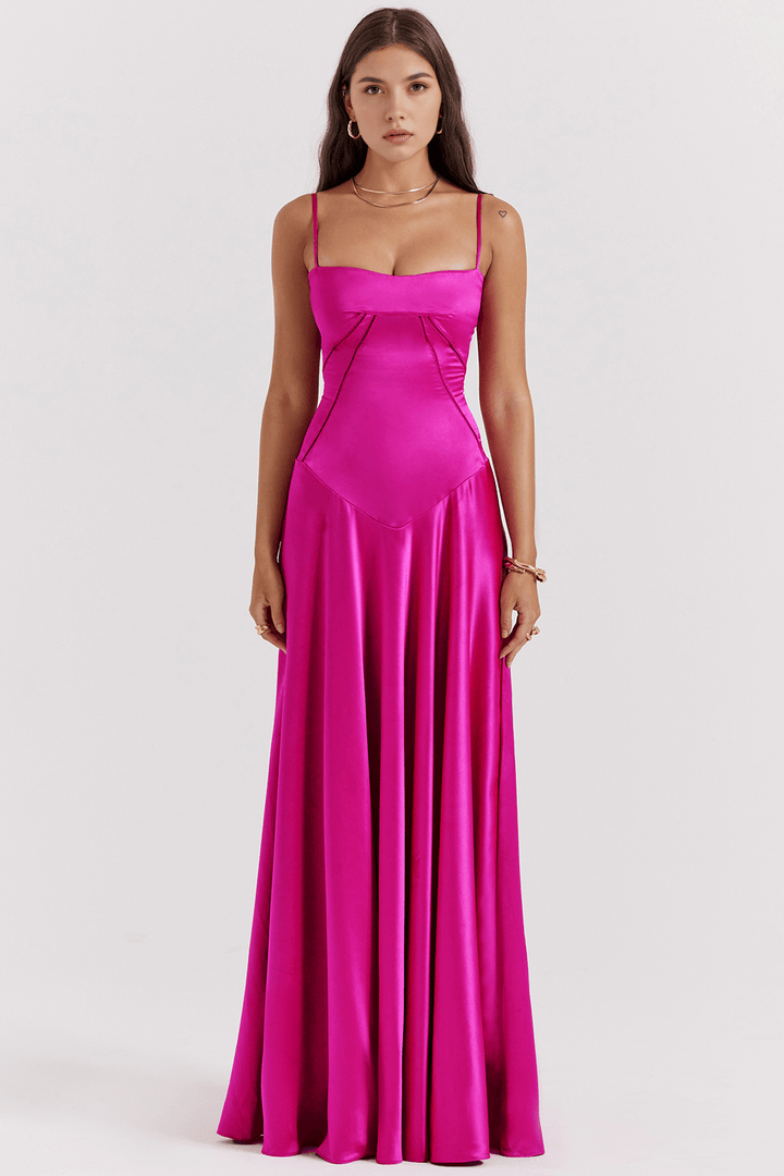 Donna | Women's Elegant Maxi Bustier Dress Pink