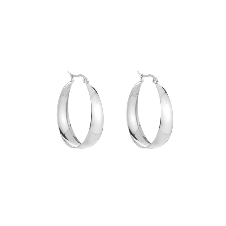 Aiko | Women's 25mm Flat Hoop Earrings Silver
