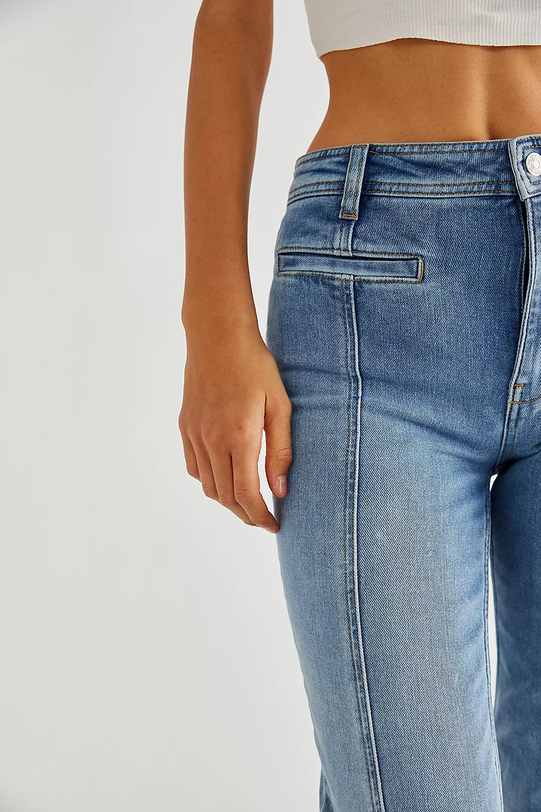 Flared High Waist Jeans with Red Stars for Women