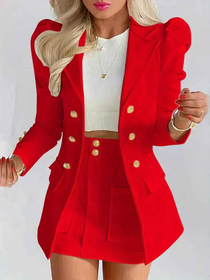 Women's Blazer Set - Stylish and Chic Red