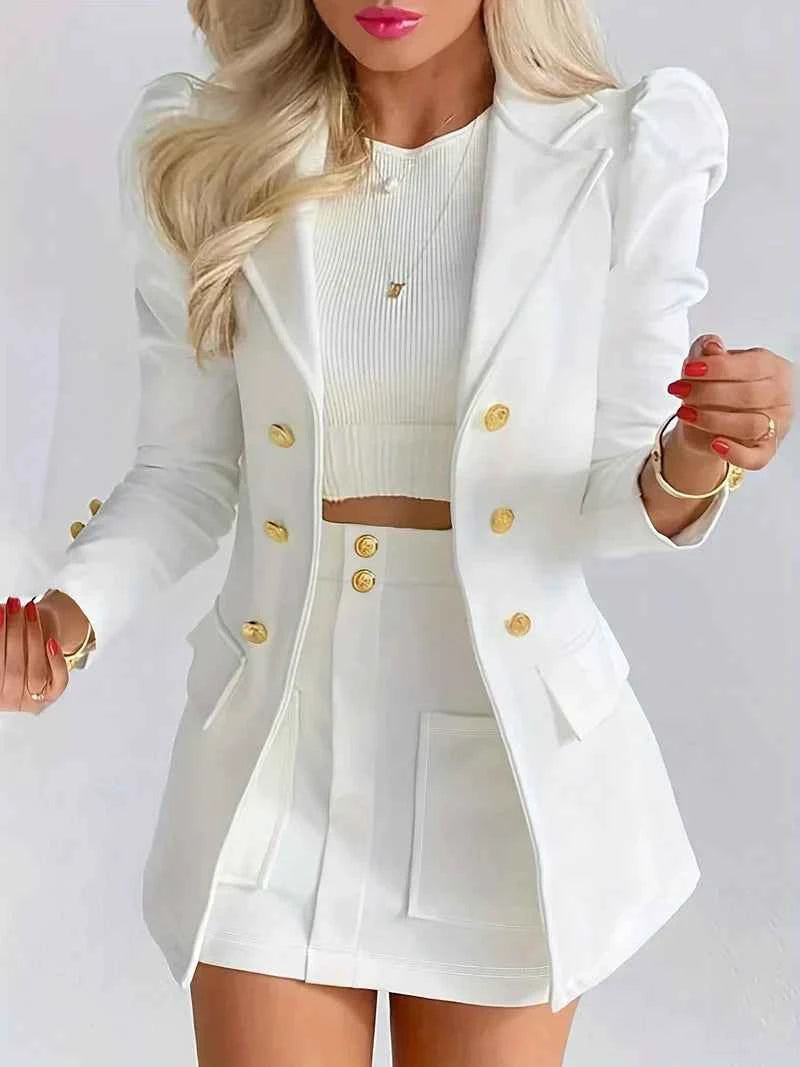 Women's Blazer Set - Stylish and Chic White