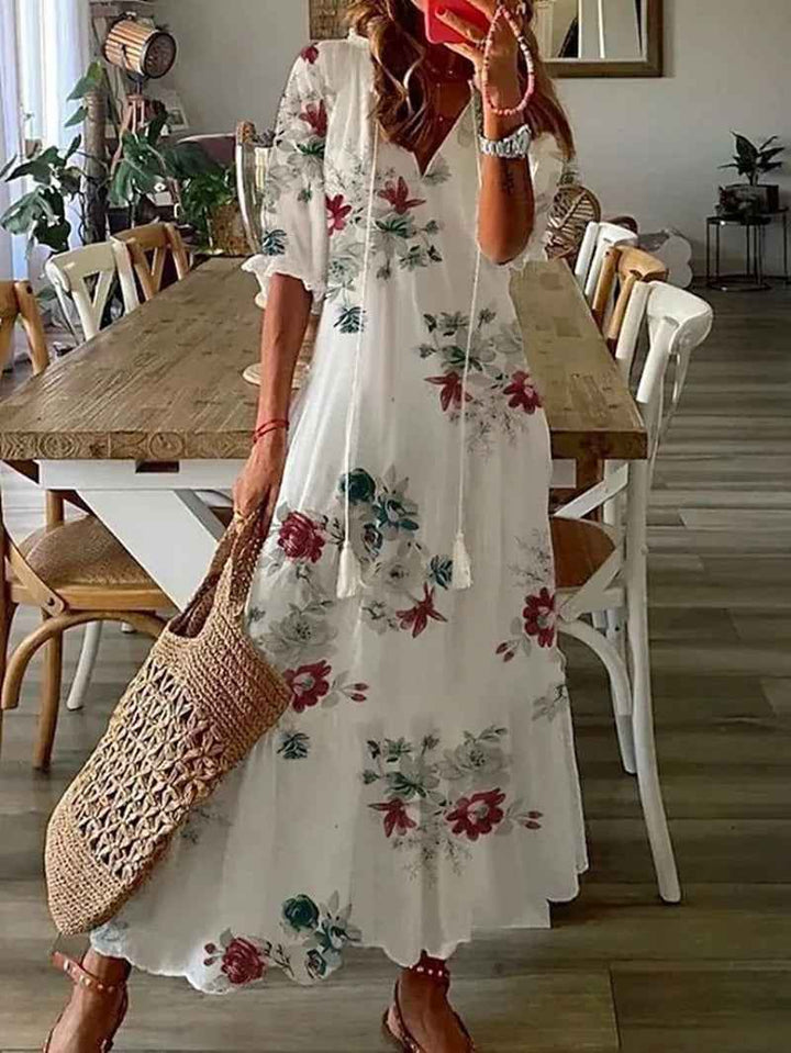 Gale | Women's V-Neck Midi Dress White