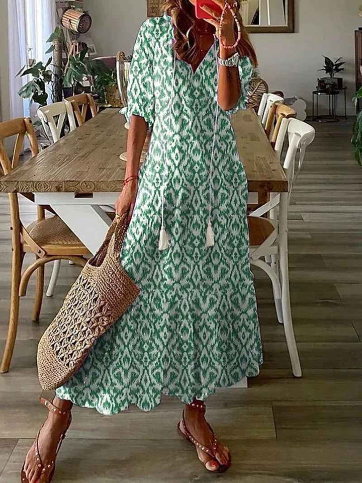 Gale | Women's V-Neck Midi Dress Green
