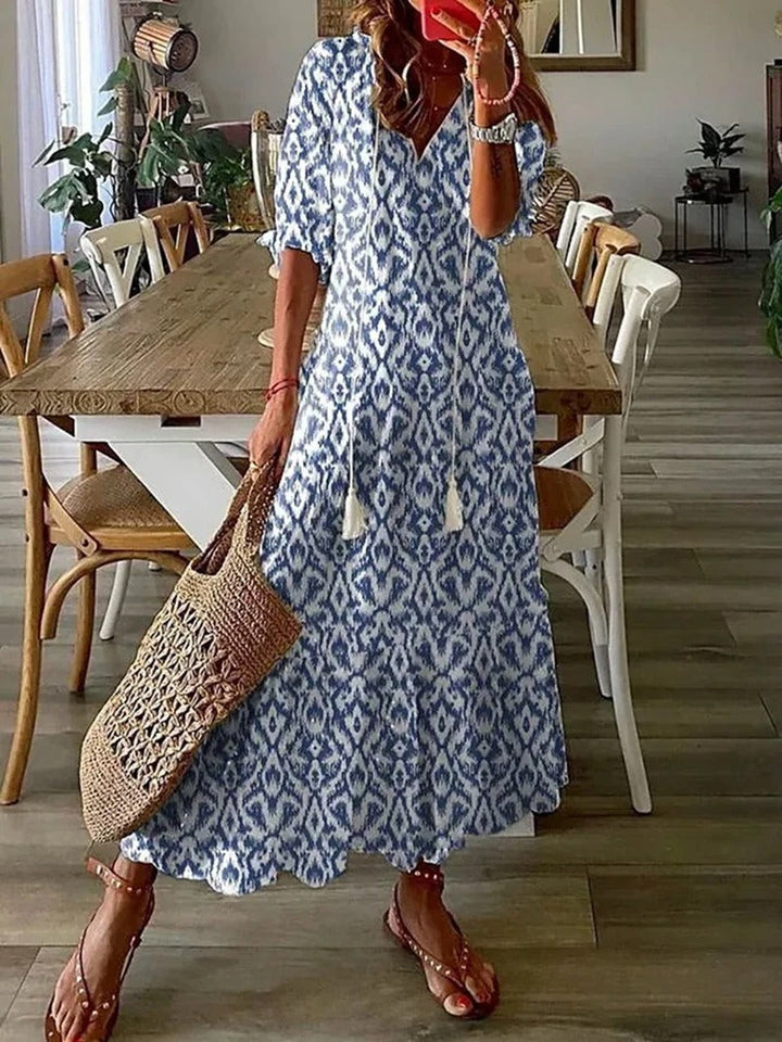 Gale | Women's V-Neck Midi Dress Sky Blue