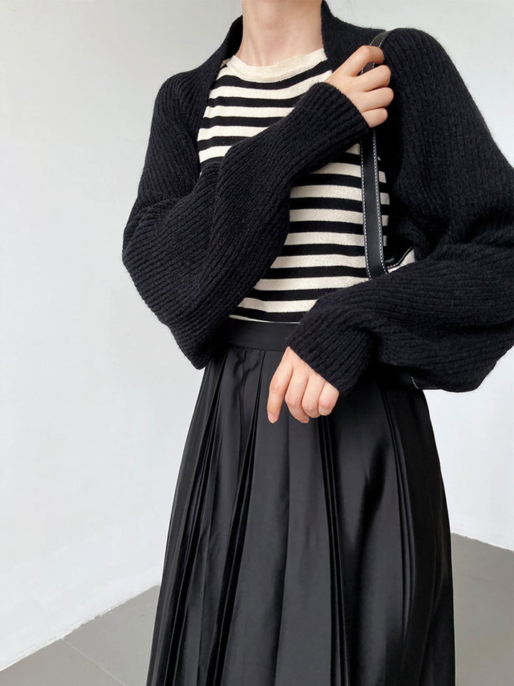 Women's Ribbed Knit Long Sleeve Cardigan Black