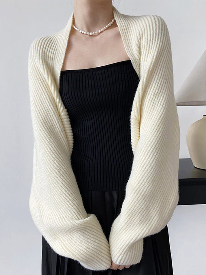 Women's Ribbed Knit Long Sleeve Cardigan Beige