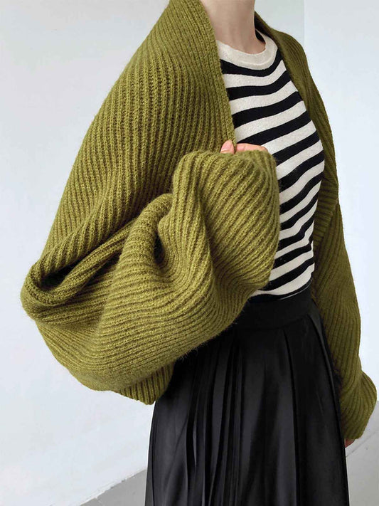 Women's Ribbed Long Sleeve Cardigan Winter Essential Knitwear