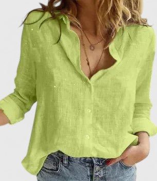 Women's Relaxed Button-Up Blouse Green