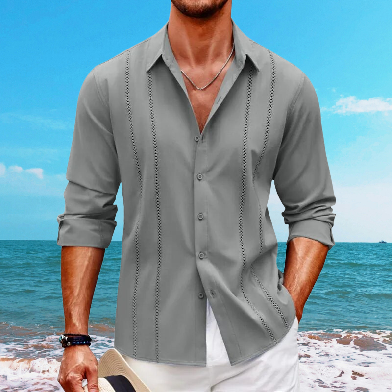 Men's Long Sleeve Shirt – Relaxed Fit – Breathable Casual Wear Grey