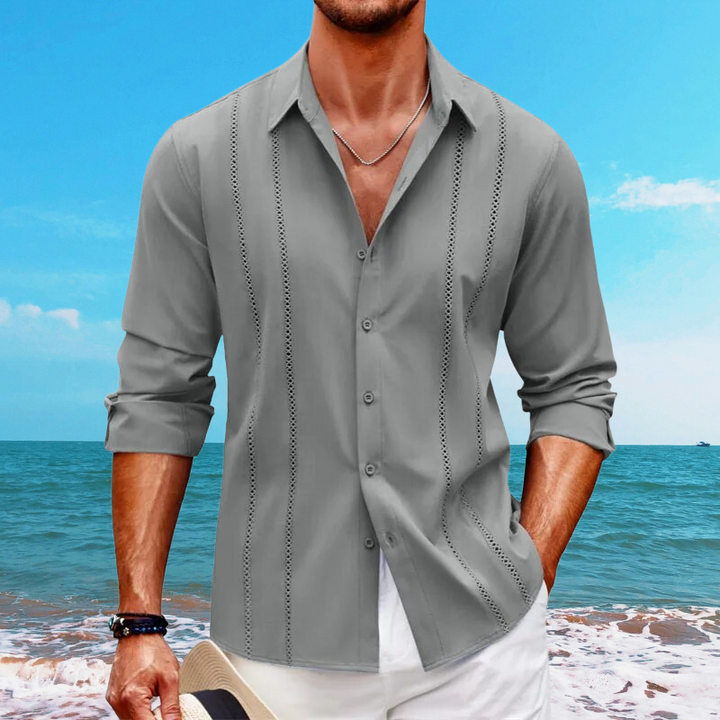 Men's Long Sleeve Shirt – Relaxed Fit – Breathable Casual Wear Grey