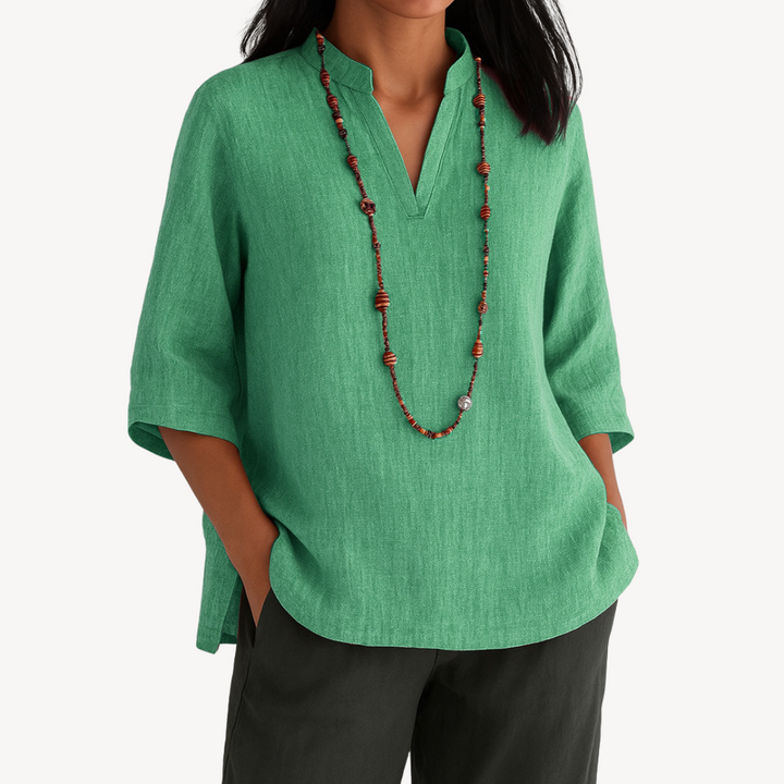 Women's Casual Linen Tunic Top Green