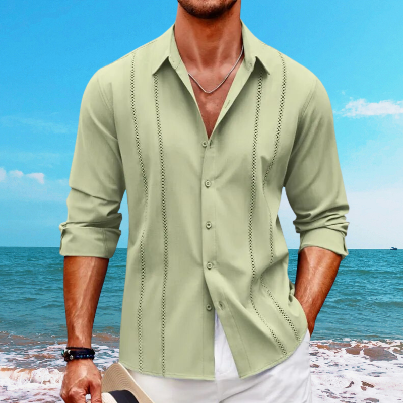 Men's Long Sleeve Shirt – Relaxed Fit – Breathable Casual Wear Green