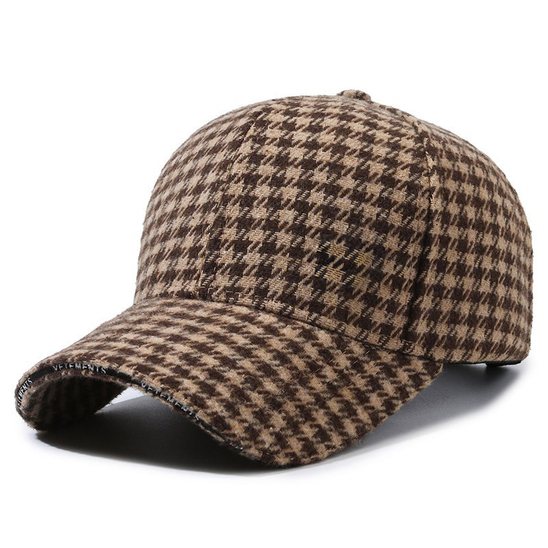 Vintage Houndstooth Cap Brown