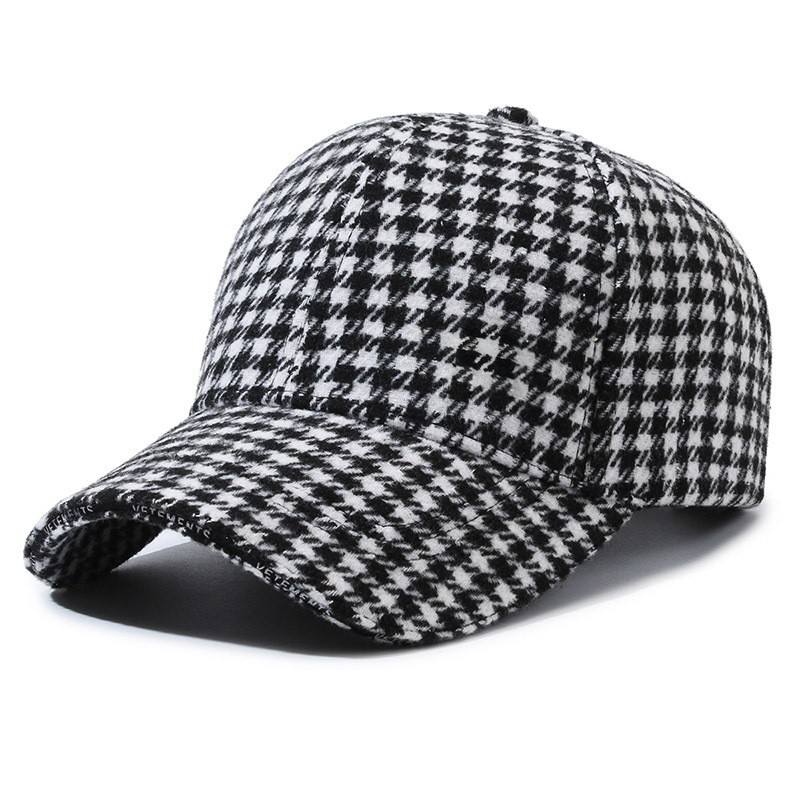 Vintage Houndstooth Cap Black