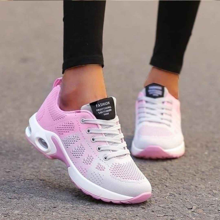 Women's Orthopedic Lace-up Fashion Sneakers | Casual Footwear Gray Pink
