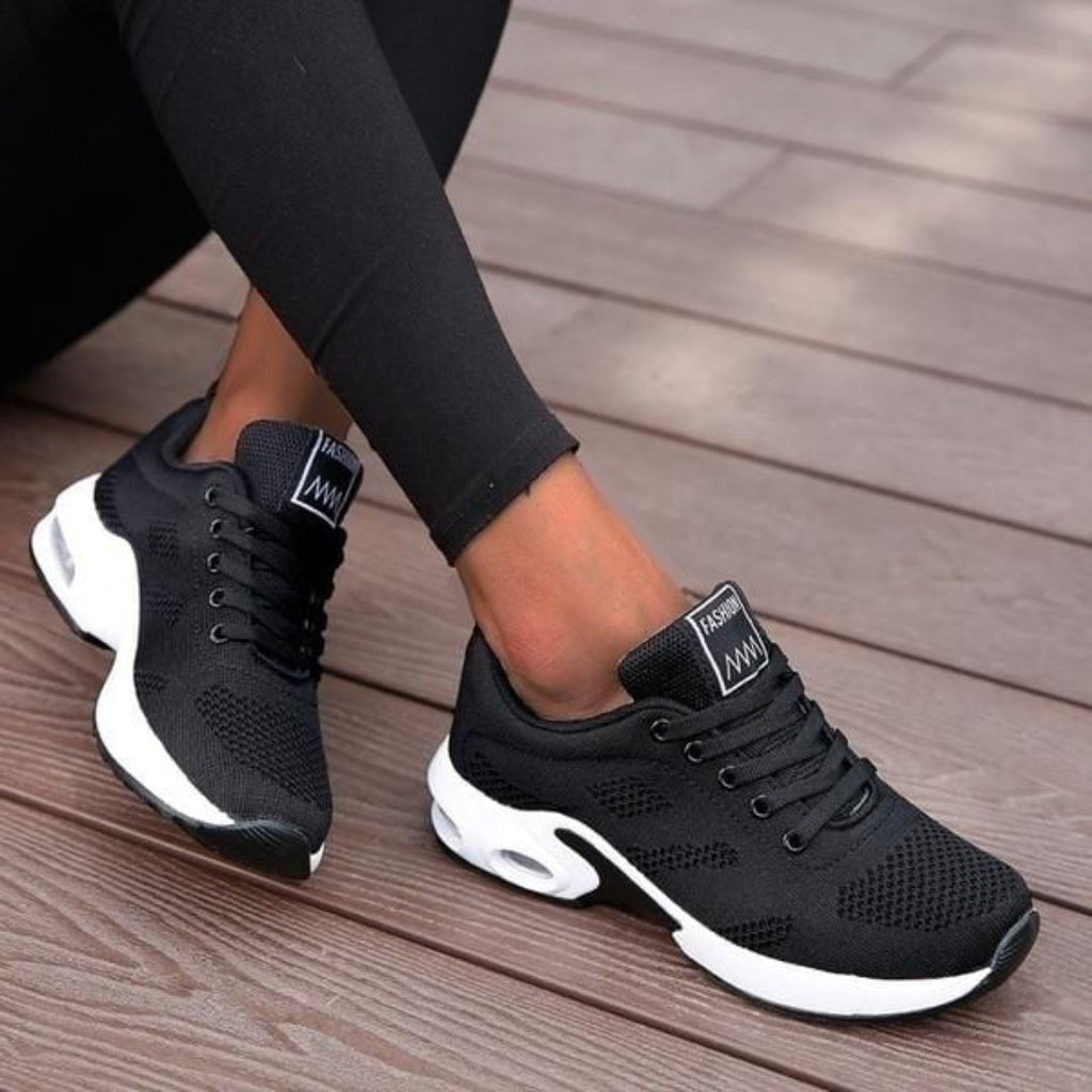 Women's Orthopedic Lace-up Fashion Sneakers | Casual Footwear Black