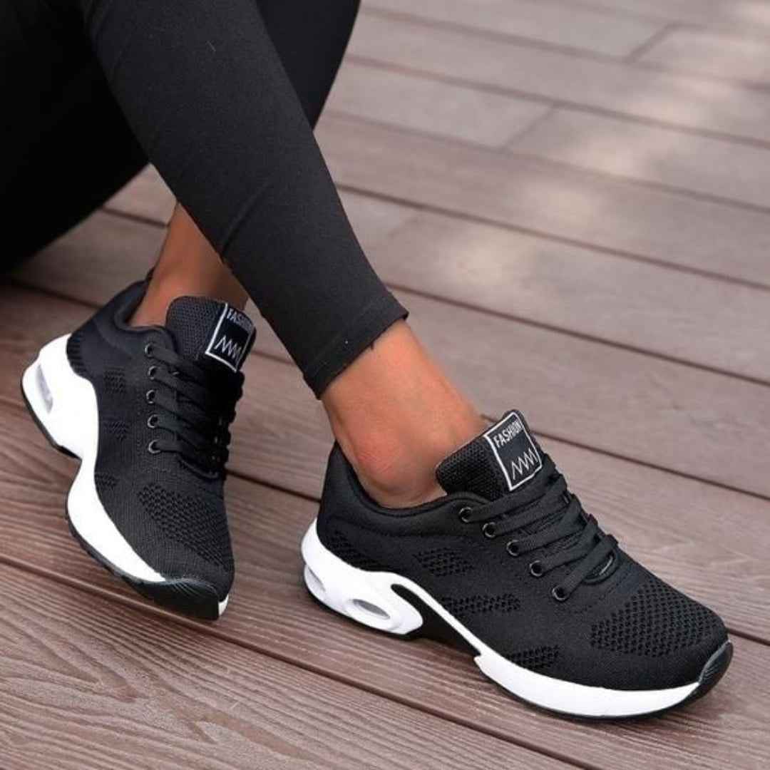 Women's Orthopedic Lace-up Fashion Sneakers | Casual Footwear Black