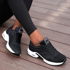 Women's Orthopedic Lace-up Fashion Sneakers | Casual Footwear Black