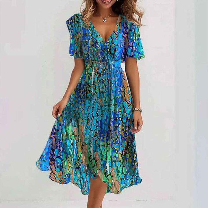 Harper | Women's V-Neck Wrap Midi Dress Green