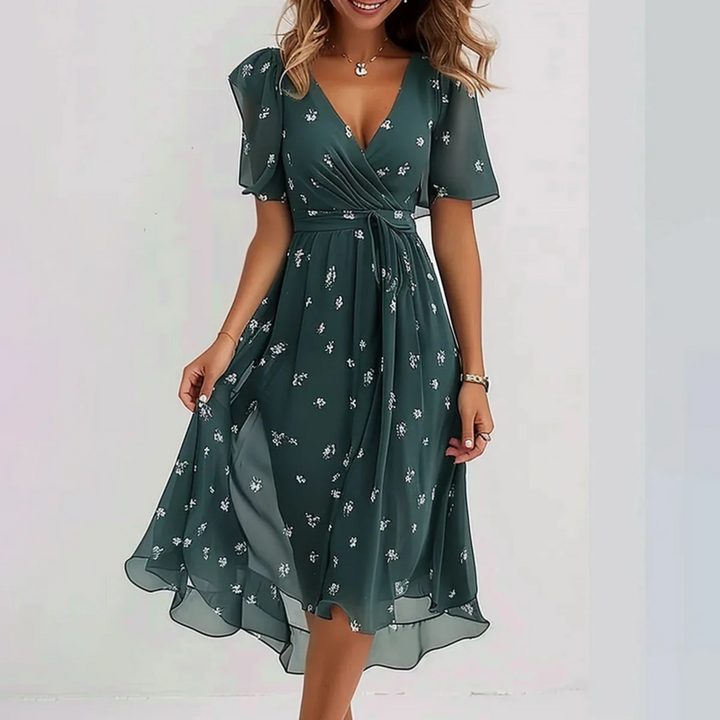 Harper | Women's V-Neck Wrap Midi Dress Floral