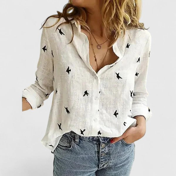 Women's Relaxed Button-Up Blouse White 2