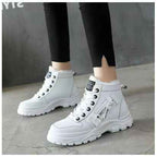 Women's Black Fleece Lined Lace Up Chunky Sole Winter Boots