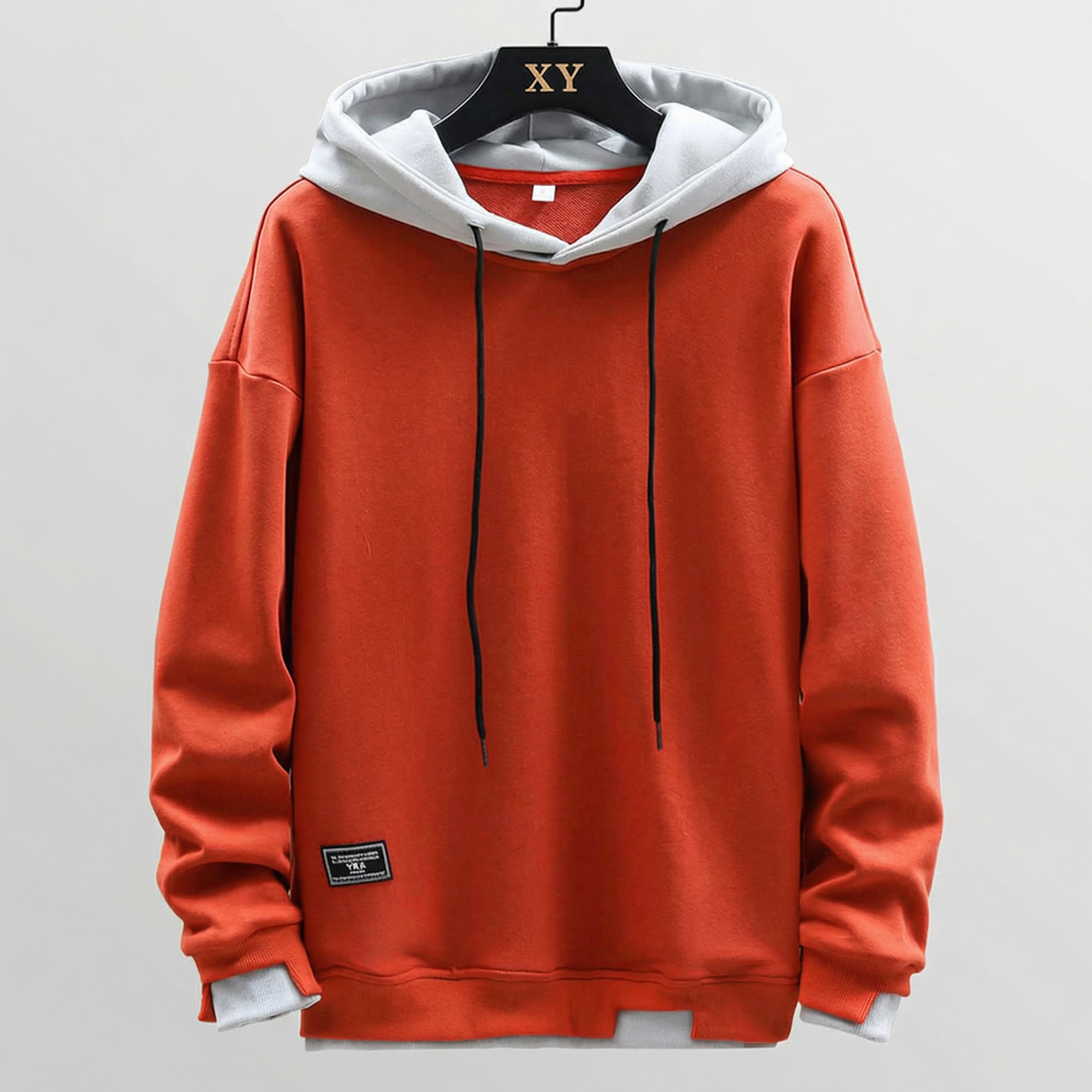 Men's Contrast Hooded Pullover Sweatshirt